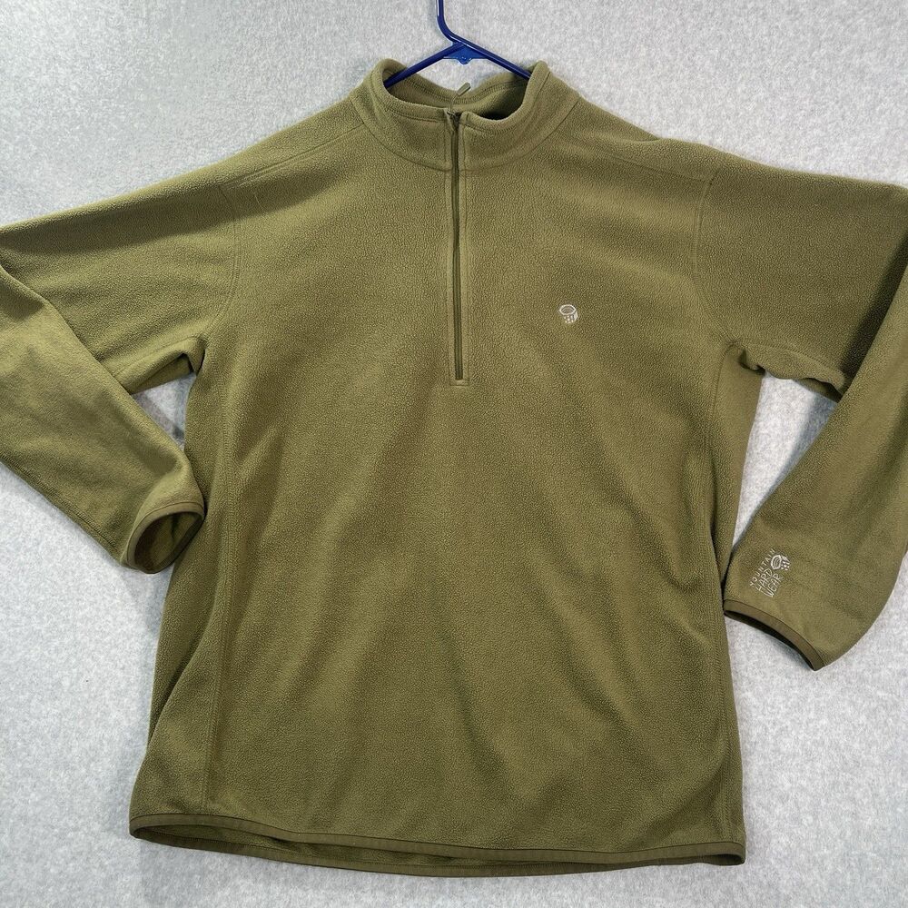 Mountain Hardwear Microchill Fleece 1/4 Zip Pullover Mens XL Green Long Sleeve